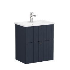 Vitra Root Groove 69238 Lavabo Dolabı, Çift Çekmeceli, Dar, 60 Cm, Mat Lacivert, Köşeli Lavabolu